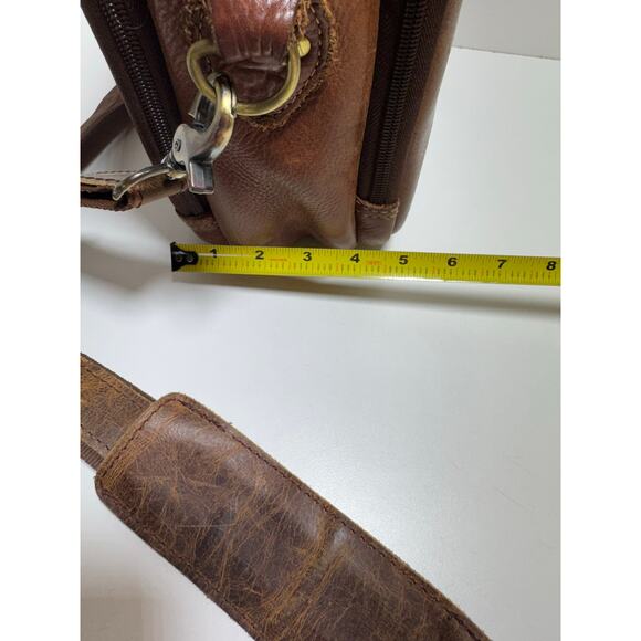 Vintage Duluth Trading Co Lifetime Brown Patina Leather Satchel Crossbody Bag - Picture 12 of 12